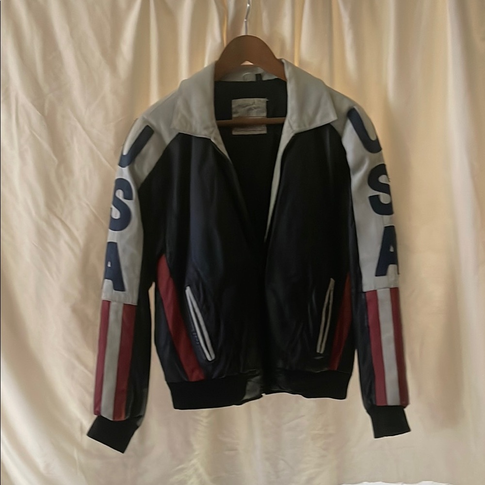 Michael Hoban Black and Red Bomber Jacket with Varsity Style